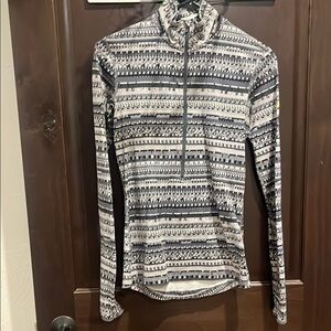 Nike Black and White Patterned Zip-Up Sweater